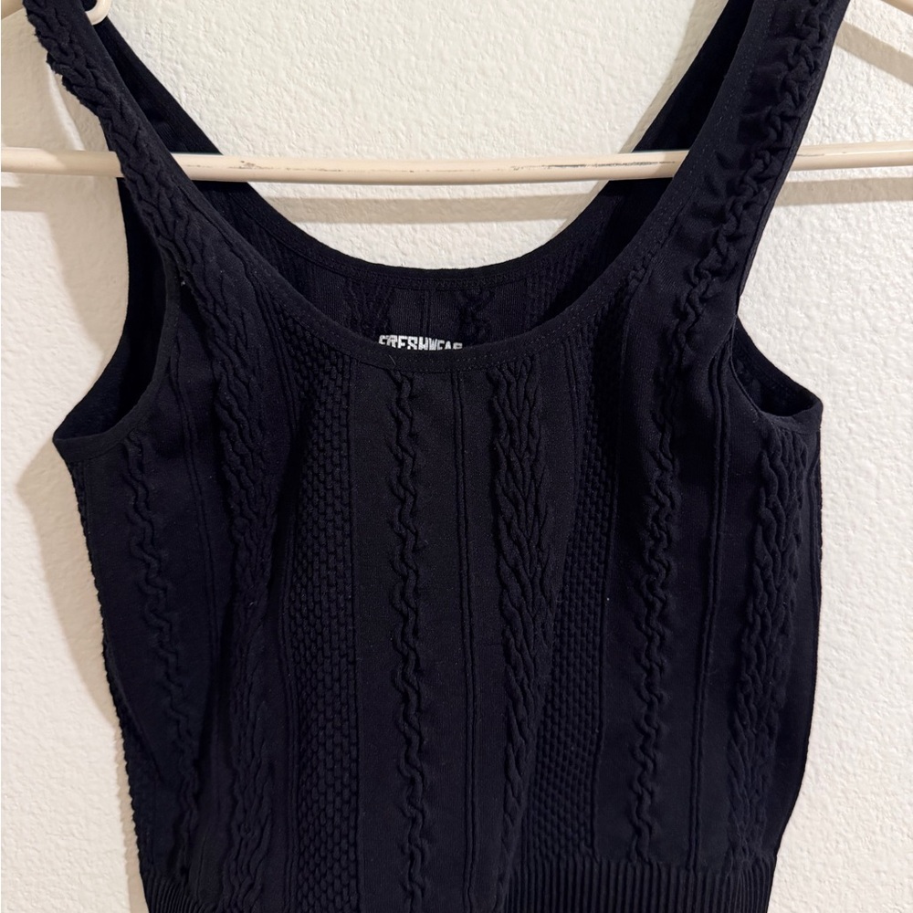 Elegant Black Cable Knit Tank Top